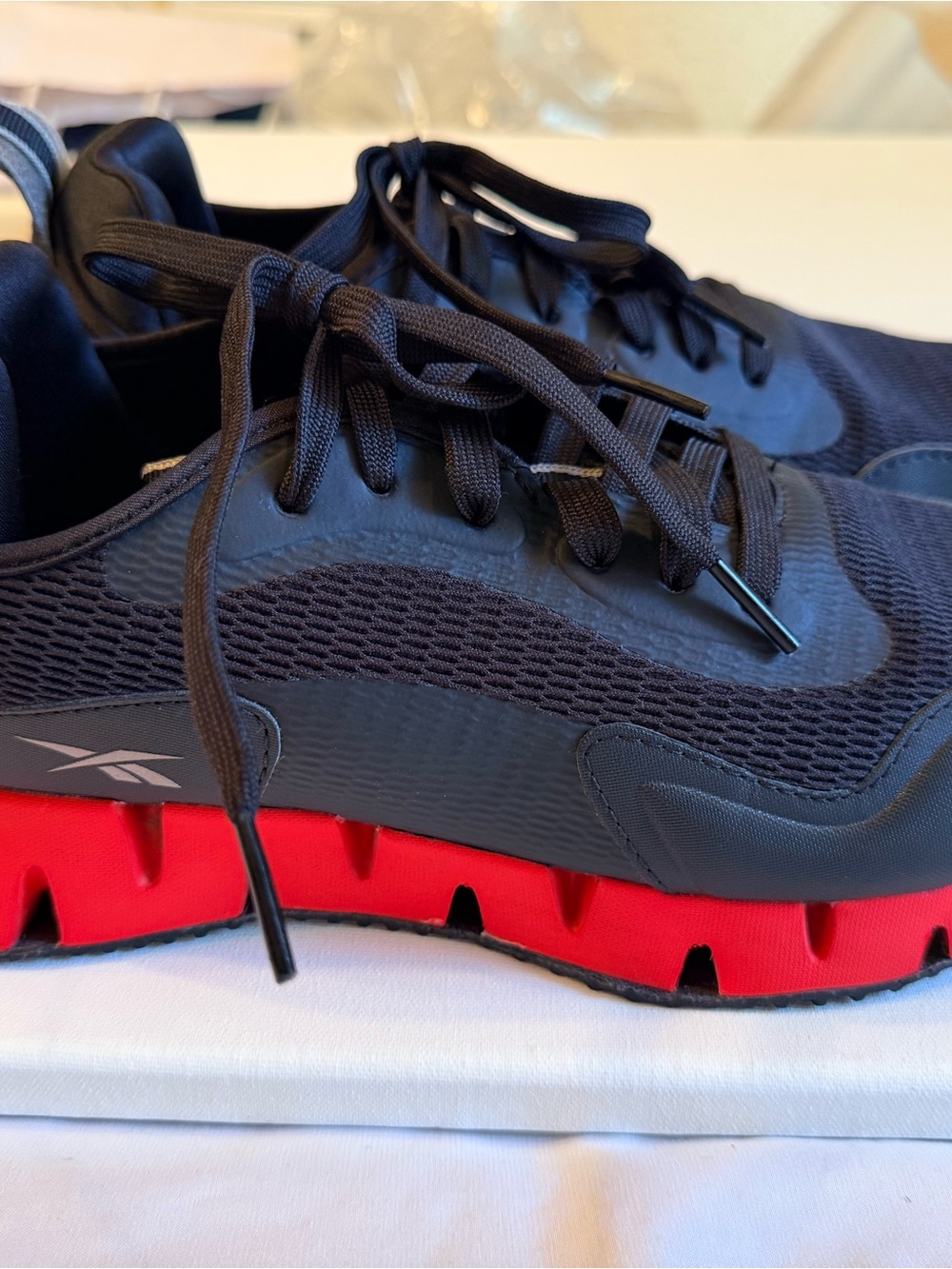 Reebok Black Running Sneakers with Red Midsole